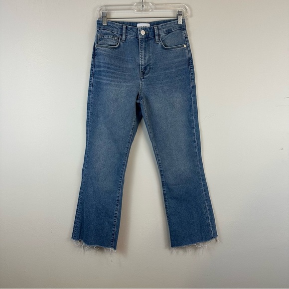 Frame | Le Super High Crop Mini Boot Raw Hem in Deepwater Size 26 Women's - Picture 2 of 7